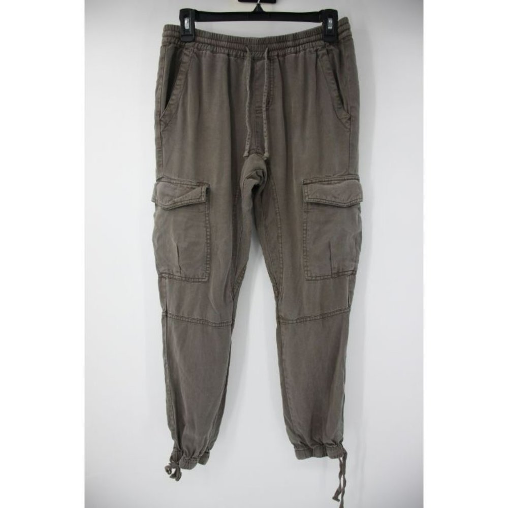 Pam & Gela Jogger Pants Womens P Petite Tencel Elastic Waist Cargo Drawcord